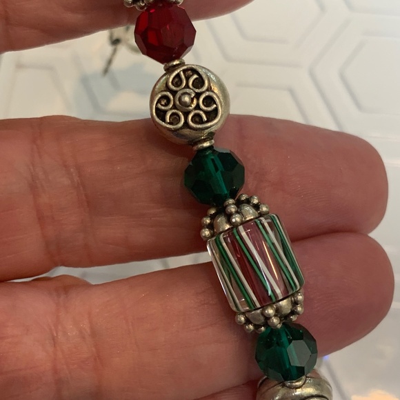 Handmade Christmas Bracelet with Sterling Silver Holly Charm #red green - Picture 6 of 6